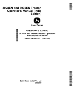 John Deere 3028EN, 3036EN Tractor, Operator’s Manual (India) Operator's Manual (OMSJ31304)