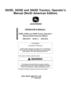 John Deere 3025D, 3035D, 3043D Tractors Operator's Manual (OMSJ32078)
