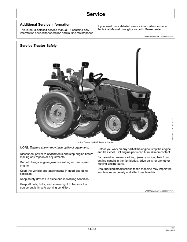 John Deere 3036E Tractor Operator's Manual (OMSJ32127) - Image 2