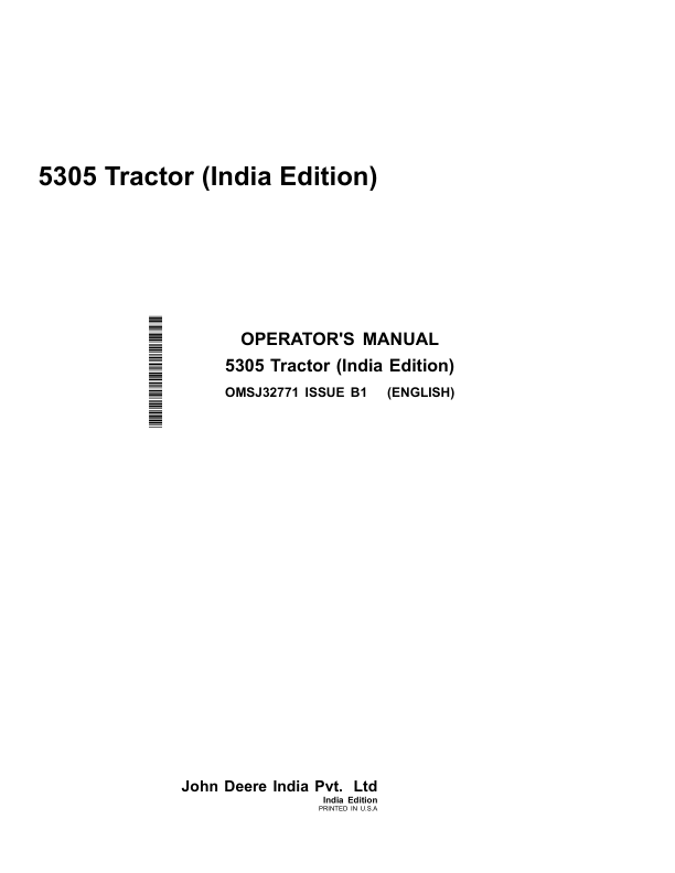 John Deere 5305 Tractor Operator's Manual (OMSJ32771)