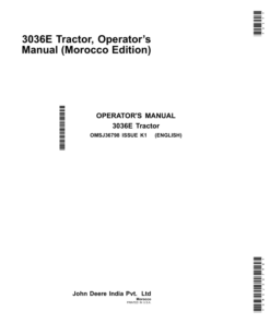 John Deere 3036E Tractor (Morocco Edition) Operator's Manual (OMSJ36798)