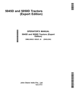 John Deere 5045D, 5050D Tractors (Morrocco Edition) Operator's Manual (OMSJ36923)