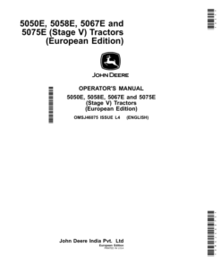 John Deere 5050E, 5058E, 5067E, 5075E (Stage V) Tractors (European Edition) Operator's Manual (OMSJ46075)