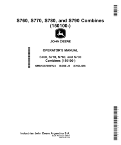 John Deere S760, S770, S780, S790 Combines (150100-) Operator's Manual (OMSKDS700MY24)