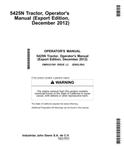 John Deere 5425N Narrow Tractor Operator's Manual (OMSU21581)