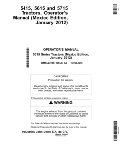 John Deere 5415, 5615, 5715 Tractors (Mexico - domestic) Operator's Manual (OMSU23160)