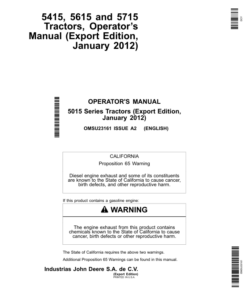 John Deere 5415, 5615, 5715 Tractors - (Export) Operator's Manual (OMSU23161)