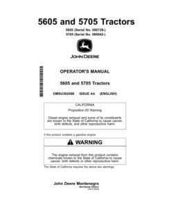 John Deere 5605 (SN:080729-), 5705 (SN:080942-) Tractor Operator's Manual (OMSU302498)