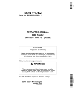 John Deere 5603 Tractors (080364-) Operator's Manual (OMSU302741)