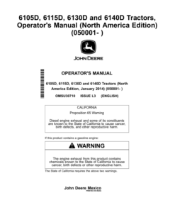 John Deere 6105D, 6115D, 6130D, 6140D Tractors (050001-) Operator's Manual (OMSU30710)