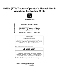 John Deere 5075M (FT4) Tractors Operator's Manual (OMSU31769)