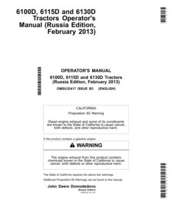 John Deere 6100D, 6115D & 6130D Tractors Operator's Manual (OMSU32417)