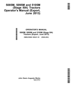 John Deere 5085M, 5095M, 5105M (Stage IIIA) Tractors (June 2013) Operator's Manual (OMSU35680)