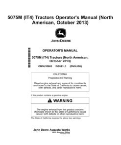 John Deere 5075M (IT4) Tractors North America (October 2013) Operator's Manual (OMSU35685)