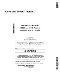 John Deere 5055E, 5065E Tractors (South America) Operator's Manual (OMSU40436)
