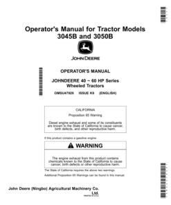 John Deere 3045B, 3050B Tractors Operator's Manual (OMSU47929)