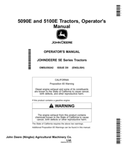 John Deere 5090E, 5100E Tractors (MY2020-) Operator's Manual (OMSU59242)