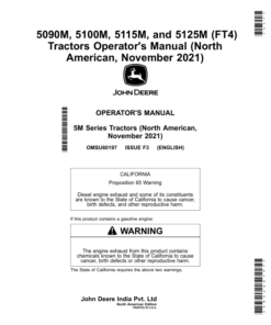 John Deere 5090M, 5100M, 5115M, 5125M (FT4) Tractors (November 2021-) (North American) Operator's Manual (OMSU60197)