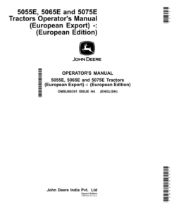John Deere 5055E, 5065E, 5075E Tractors (European Export) (European Edition) Operator's Manual (OMSU60391)