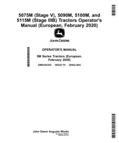 John Deere 5075M (Stage V), 5090M, 5100M, 5115M (Stage IIIB) Tractors (February 2020-) Operator's Manual (OMSU62352)