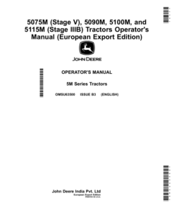 John Deere 5075M (Stage V), 5090M, 5100M, 5115M (Stage IIIB) Tractors (European Export Edition) Operator's Manual (OMSU63500)