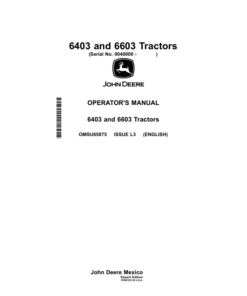 John Deere 6403, 6603 Tractors (040000-) (Export Edition) Operator's Manual (OMSU65875)