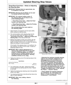 Alternative view of John Deere Supplemental Operators Manualwith updated Steering Stop Values6M & 6R Tractors withThree-Piece Front Axle Operator's Manual (OMSUPAXLE19)
