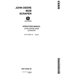 John Deere 862B Scrapers Operator's Manuals (OMT103982)