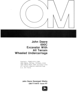 John Deere 690CR Excavators Operator's Manuals (OMT114473)
