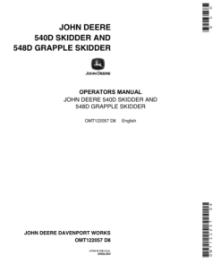 John Deere 540D, 548D Skidders Operator's Manuals (OMT122057)