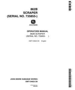 John Deere 862B Scrapers Operator's Manuals (OMT134623)