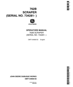 John Deere 762B Scrapers Operator's Manuals (OMT134908)