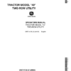 John Deere 40 Two-Row Utility Tractor (Supplement to 40 Tricycle Tractor) Operator's Manual (OMT14155)
