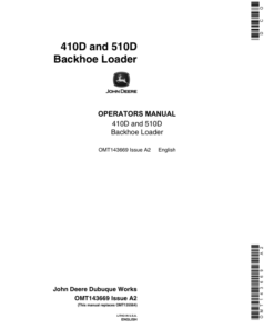 John Deere 410D, 510D Backhoes Operator's Manuals (OMT143669)