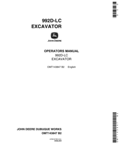 John Deere 992DLC Excavators Operator's Manuals (OMT143847)