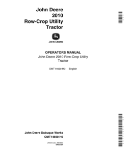 John Deere 2010 Row Crop Utility Gas Tractor Operator's Manual (OMT14690)