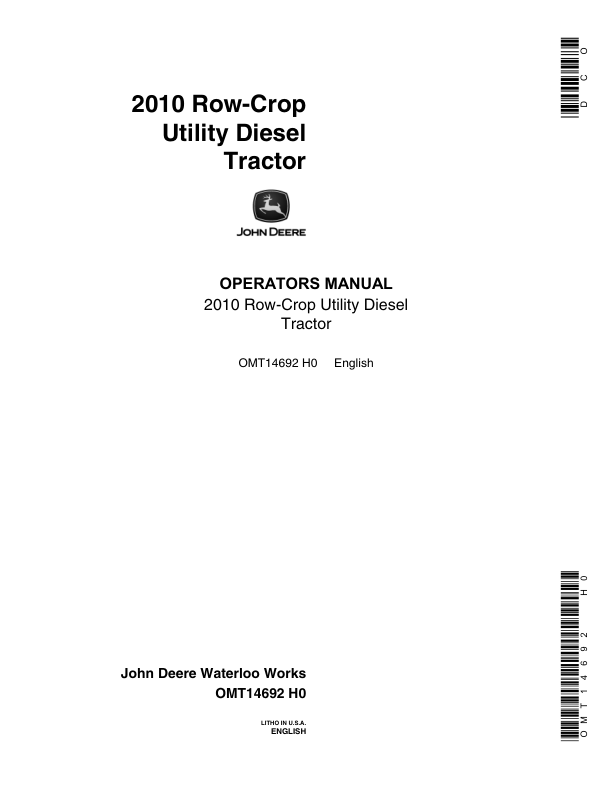 John Deere 2010 Tractors Operator's Manuals (OMT14692)