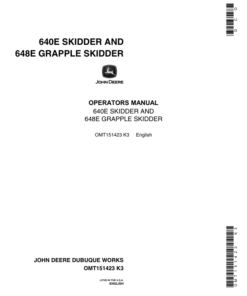 John Deere 640E, 648E Skidders Operator's Manuals (OMT151423)