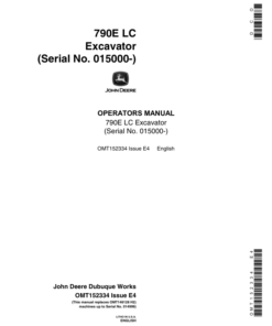 John Deere 790ELC Excavators Operator's Manuals (OMT152334)
