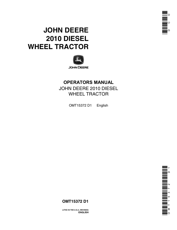 John Deere 2010 Tractors Operator's Manuals (OMT15372)