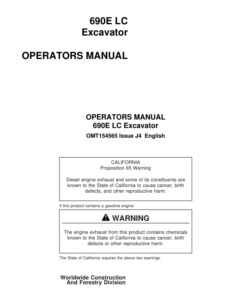 John Deere 690ELC Excavators Operator's Manuals (OMT154565)