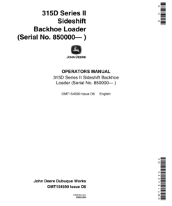 John Deere 315DII Backhoes Operator's Manuals (OMT154590)