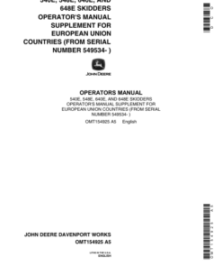 John Deere 540E, 548E, 640E, 648E Skidders Operator's Manuals (OMT154925)