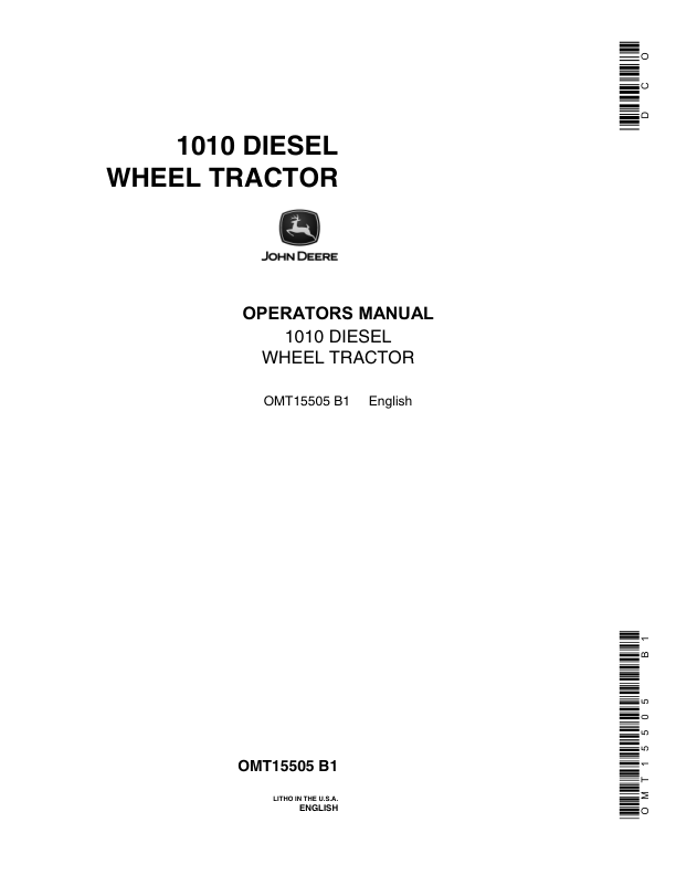 John Deere 1010 Tractors Operator's Manuals (OMT15505)