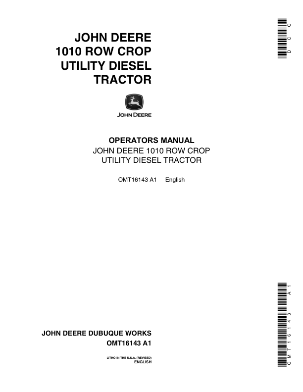 John Deere 1010 Tractors Operator's Manuals (OMT16143)