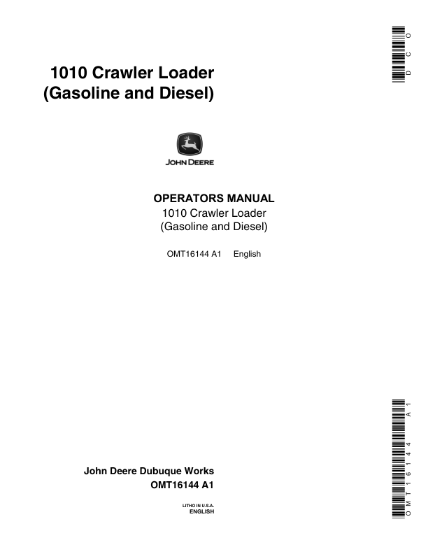 John Deere 1010 Crawler Loader Operator's Manual (OMT16144)
