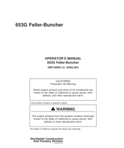 John Deere 653G Tracked Feller Bunchers Operator's Manuals (OMT165605)