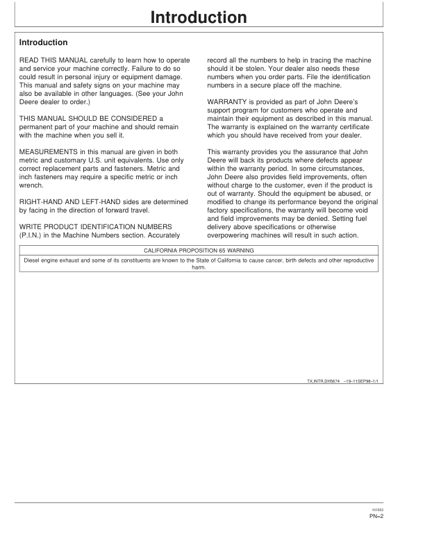John Deere 653G Tracked Feller Bunchers Operator's Manuals (OMT165605) - Image 2