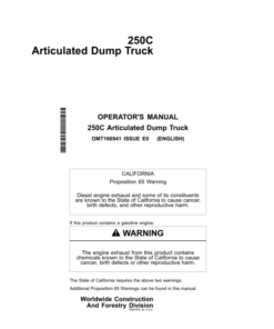 John Deere 250C Articulated Dump Trucks Operator's Manuals (OMT166941)