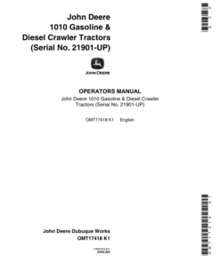 John Deere 1010 Gas/Diesel Crawler Tractors (021901-) Operator's Manual (OMT17418)
